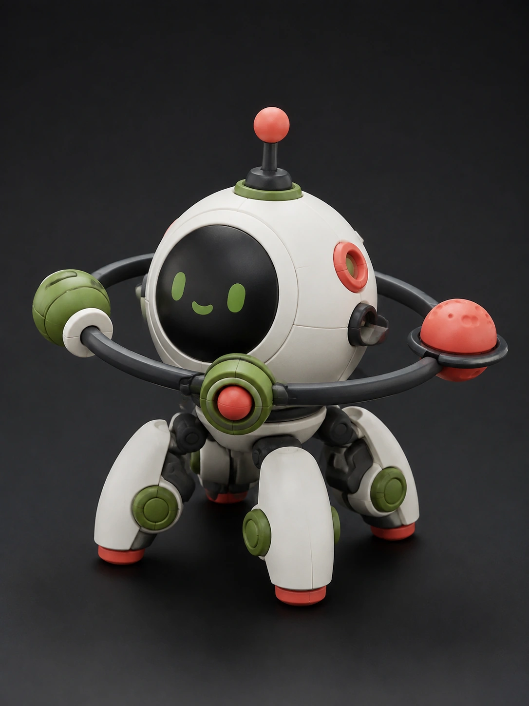 Multicolor orbital robot collectible assembled from printable parts